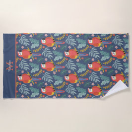 Monogram Tropisch Patroon Land Blue Parrot Strandlaken