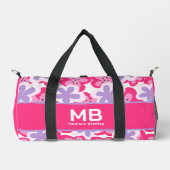 Monogram Tropisch Roze Bloemen Gepersonaliseerde N Plunjezak (Voorkant)