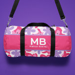 Monogram Tropisch Roze Bloemen Gepersonaliseerde N Plunjezak<br><div class="desc">Monogram Modern Tropical Pink Floral Pattern Personalized Name Duffle Bag heeft een felroze, paarse en witte tropische bloemmotief. Gepersonaliseerd met uw aangepaste monogram en naam. Maak een geweldig cadeau voor verjaardag, kerst, feestdagen, Moederdag en terug naar school. Perfect voor terug naar school, sport, sportschool, reizen en meer. Ontworpen door ©2023...</div>