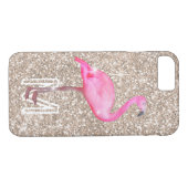 Monogram Tropisch Roze Flamingo Girly Gold Glitter Case-Mate iPhone Case (Achterkant (Horizontaal))