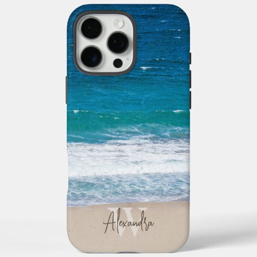 Monogram Tropisch Sandy Beach gepersonaliseerd Case-Mate iPhone Case (Achterkant)