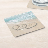 Monogram tropisch strand kartonnen onderzetters (Schuin)