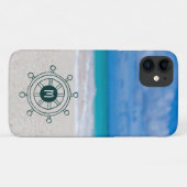 Monogram tropisch strand Nautical Ship rudder Case-Mate iPhone Case (Achterkant (horizontaal))