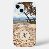 Monogram tropisch strand palmbomen oceaanmonogram Case-Mate iPhone case (Achterkant)