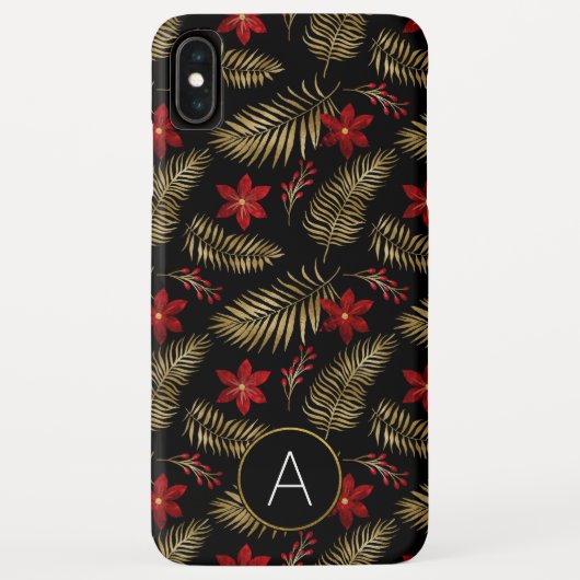 Monogram Tropisch Zwart en Goud Bladfolie Case-Mate iPhone Case (Achterkant)