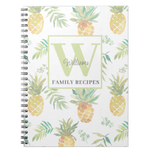 Monogram tropische anananas Recipe Notitieboek