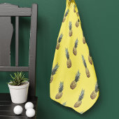 Monogram Tropische Ananas Fruit Patroon Geel Golfhanddoek