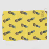 Monogram Tropische Ananas Fruit Patroon Geel Golfhanddoek (Horizontaal)