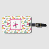 Monogram Tropische Ananas Gepersonaliseerd Patroon Bagagelabel (Voorkant (horizontaal))