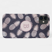 Monogram Tropische Ananas Girly Roos Gouden Marine Case-Mate iPhone Case (Achterkant (horizontaal))