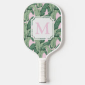 Monogram tropische bananenbladeren | Stripes Pickleball Paddle (Voorkant)