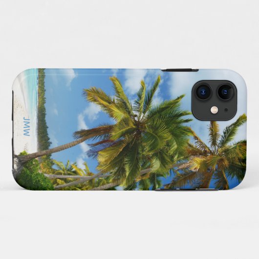 Monogram Tropische Beach Palm Trees Case-Mate iPhone Case (Achterkant (horizontaal))