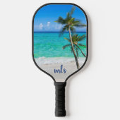 Monogram Tropische Beach Palm Trees Pickleball Paddle (Voorkant)