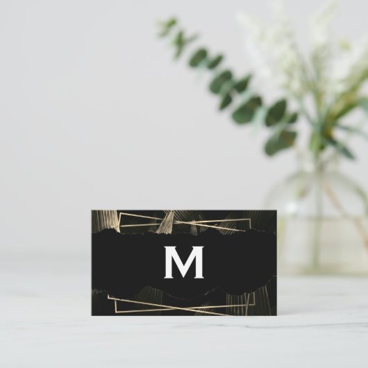 Monogram | Tropische bladeren Visitekaartje (Staand voorkant)