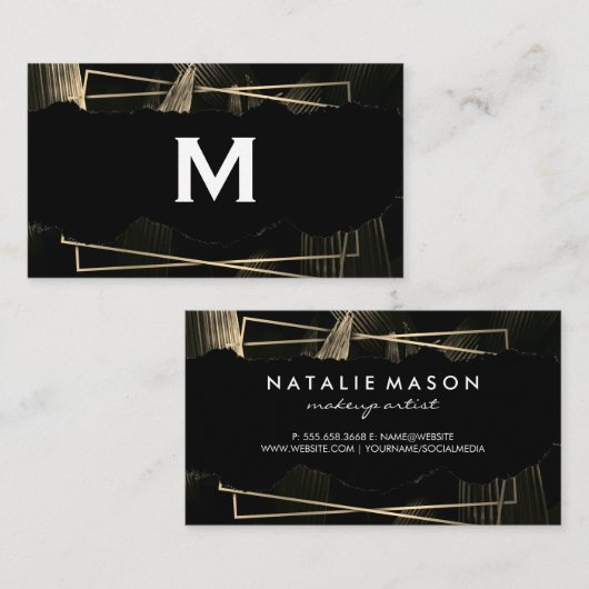 Monogram | Tropische bladeren Visitekaartje (Voorkant / Achterkant)