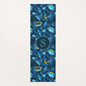 Monogram Tropische Blauwe Gele Vis Illustratie Yogamat (Voorkant)