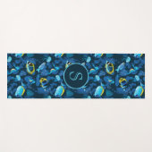 Monogram Tropische Blauwe Gele Vis Illustratie Yogamat (Voorkant (horizontaal))