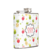 Monogram Tropische Cocktail & Fruitpatroon Heupfles (Rechts)