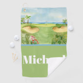 Monogram Tropische Golfbaan Golfhanddoek (Insitu)