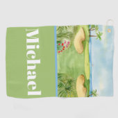 Monogram Tropische Golfbaan Golfhanddoek (Horizontaal)