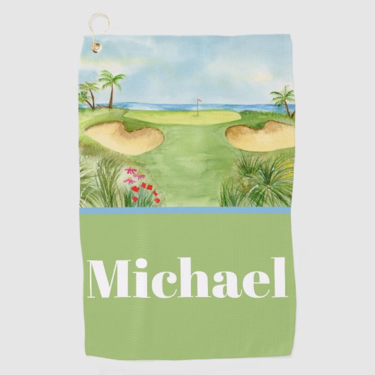 Monogram Tropische Golfbaan Golfhanddoek (Voorkant)