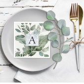 Monogram Tropische Groene Eucalyptus Bruiloft Servet