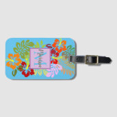Monogram tropische hibiscusbloem bagagelabel (Voorkant (horizontaal))