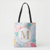 Monogram Tropische Kleurrijke Collage Canvas tas (Voorkant)