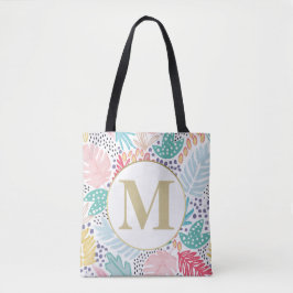 Monogram Tropische Kleurrijke Collage Canvas tas