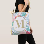 Monogram Tropische Kleurrijke Collage Canvas tas (Dichtbij)