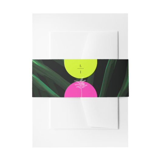 Monogram Tropische Neon Arches Palm Tree Bruiloft Uitnodigingen Wikkel (Voorkant Voorbeeld)