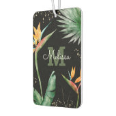 Monogram Tropische Palm Foliage Goud Zwart Script Luchtverfrisser (Links)