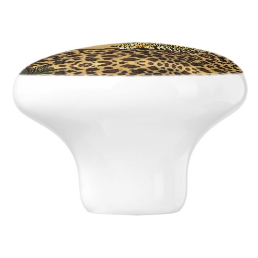 Monogram Tropische palm Tropical Leopard Print Keramische Knop (Zijkant)