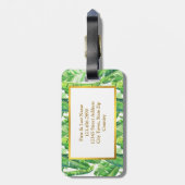 Monogram tropische palmbladeren bagagelabel (Achterkant verticaal)