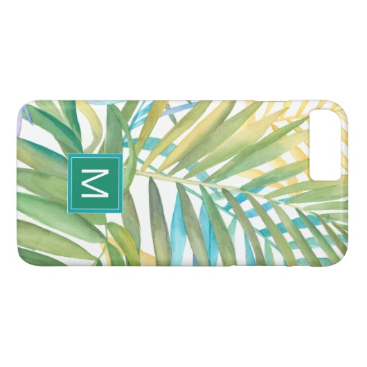Monogram | Tropische palmbladeren Case-Mate iPhone Case (Achterkant (Horizontaal))