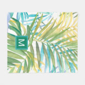 Monogram | Tropische palmbladeren Fleece Deken (Voorkant (Horizontaal))