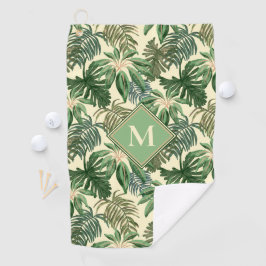 Monogram tropische palmbladeren golfhanddoek