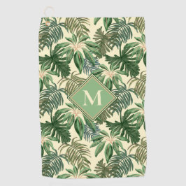 Monogram tropische palmbladeren golfhanddoek