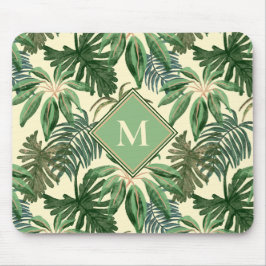 Monogram tropische palmbladeren muismat