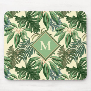 Monogram tropische palmbladeren muismat