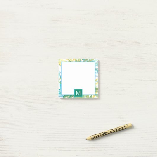 Monogram | Tropische palmbladeren Post-it® Notes (Op bureau)