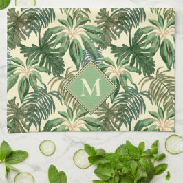 Monogram tropische palmbladeren theedoek