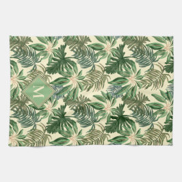 Monogram tropische palmbladeren theedoek