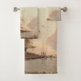 Monogram Tropische palmboom  elegant Bad Handdoek