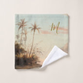 Monogram Tropische palmboom  elegant Bad Handdoek (Wasdoekje)