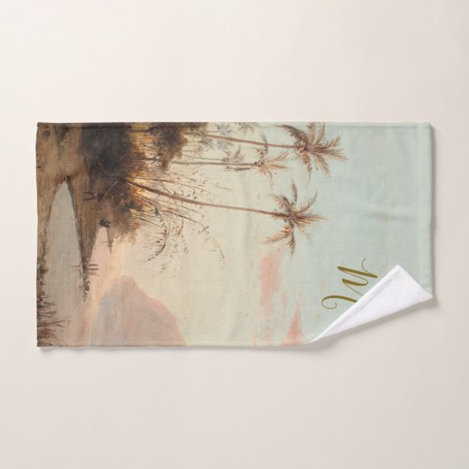 Monogram Tropische palmboom  elegant Bad Handdoek (Handdoek)