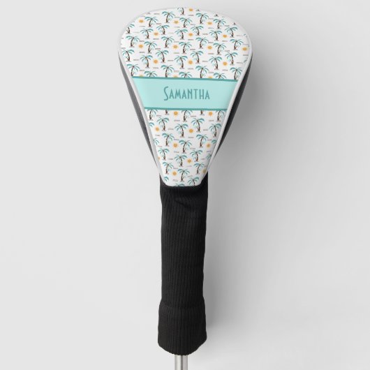 Monogram Tropische Palmboom Zonneschijn Strand Tea Golfheadcover (Voorkant)