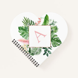 Monogram Tropische palmen Groen Wit Botanisch Notitieboek