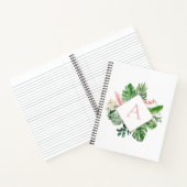 Monogram Tropische Palmen Groen Wit Botanisch Notitieboek (Binnen)