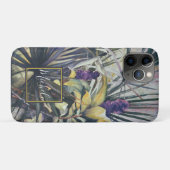 Monogram tropische palms Paarse hyacinths Case-Mate iPhone Case (Achterkant (horizontaal))